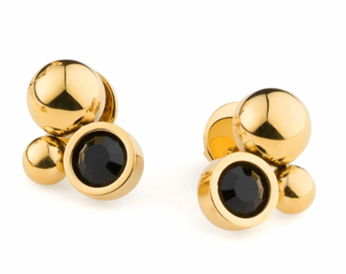 Solar golden earrings vrystal black sägen dech